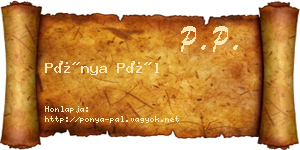Pónya Pál névjegykártya